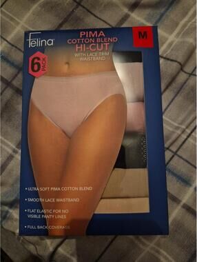 Felina Women's Size Medium Hi-Cut with Lace Trim, 6-pack